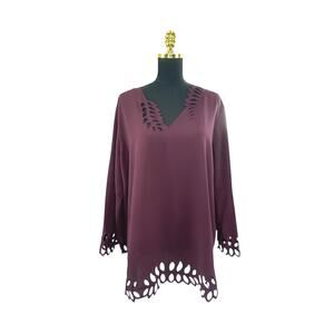 Plus Size- Alfani Laser Cut Plum Blouse - Size XXL